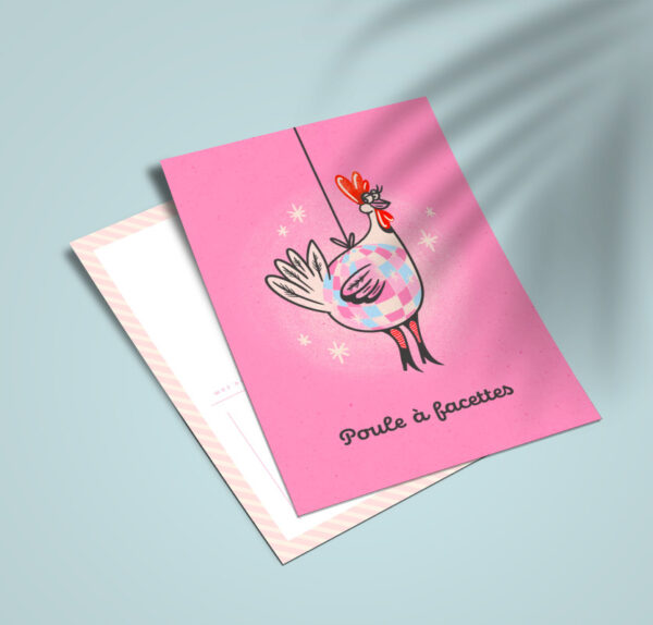 Carte postale "Poule à facettes"
