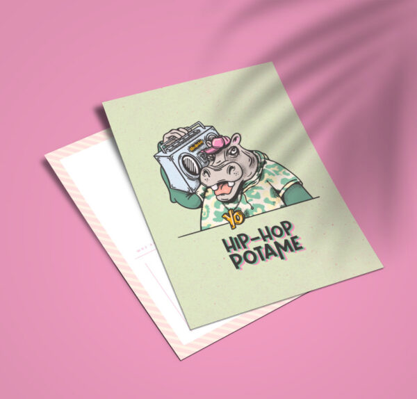 Carte postale "Hip-Hop-Potame"