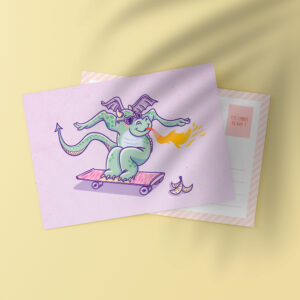 Carte postale "Dragon en skate"